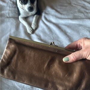 HOBO Bronze/Brown Metallic Leather Clutch
